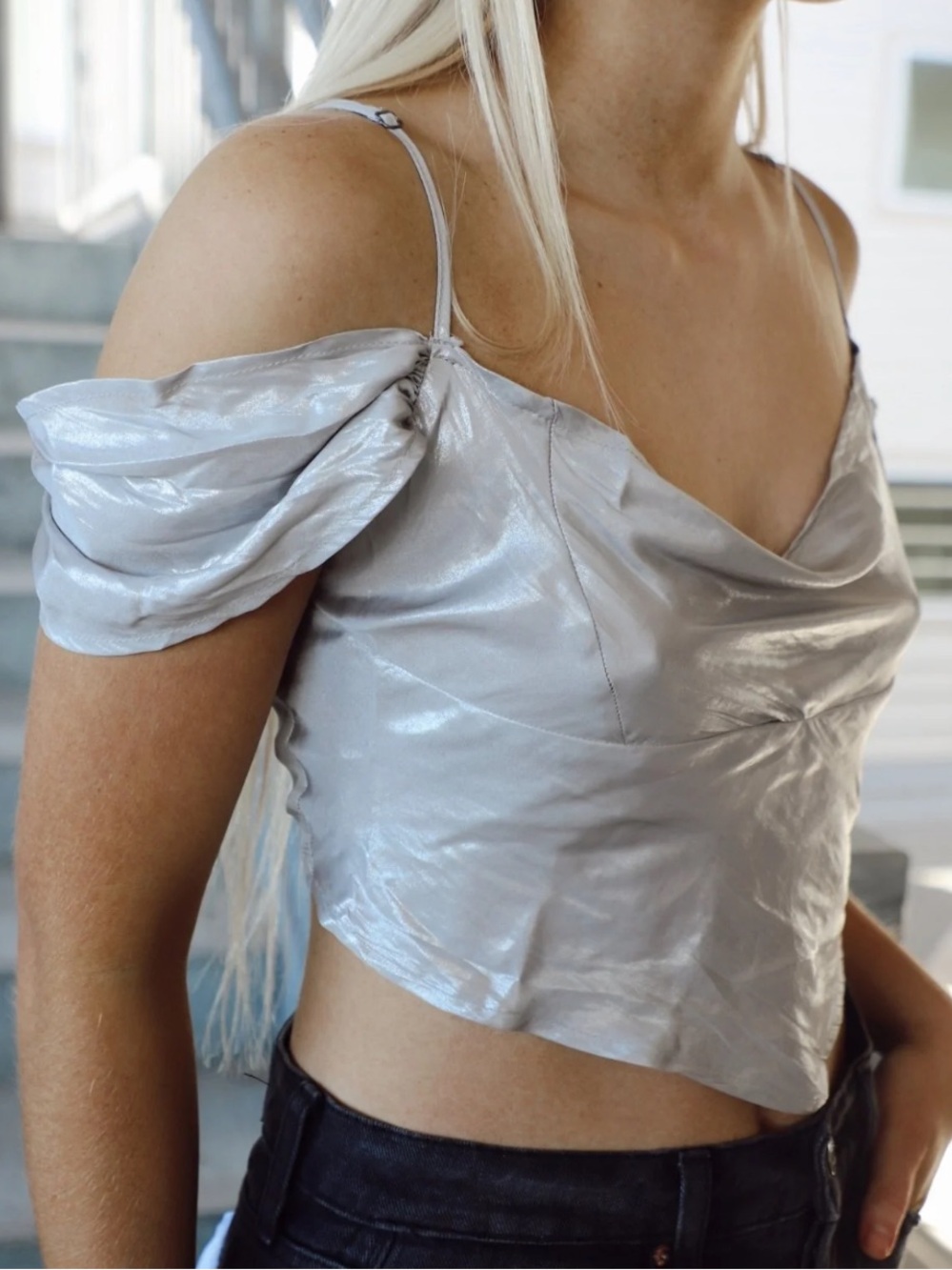 Free People: Cassandra Metallic Blouse XS